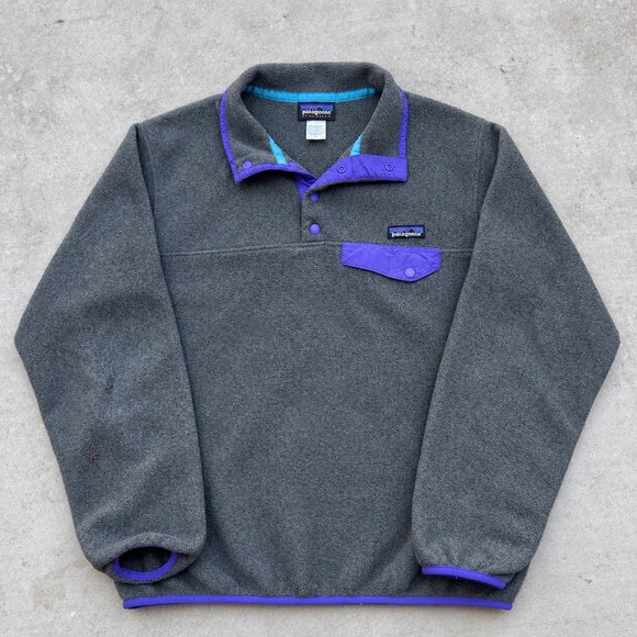 Patagonia Jackets & Blazers - Patagonia Synchilla Snap-T Fleece Pullover Gray Purple Trim Womens Medium